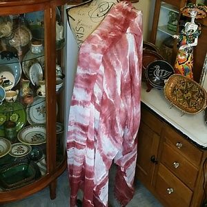Merlot & White Tie Dye Shawl Scarf Wrap